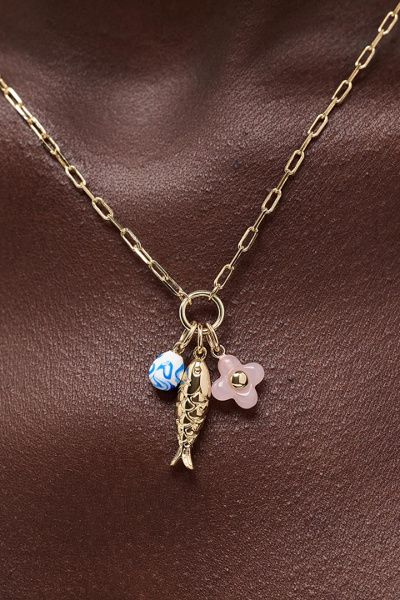Ana Luisa Ana Luisa Flora Charm Necklace Charm Necklace in Gold, Women's at Urban Outfitters