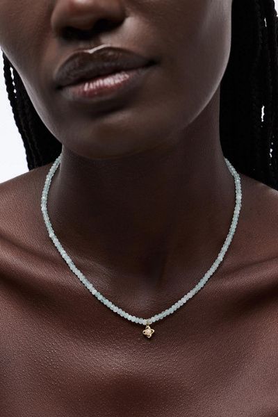 Ana Luisa Ana Luisa Liora Blue Jade Bead Necklace in Gold/Blue, Women's at Urban Outfitters