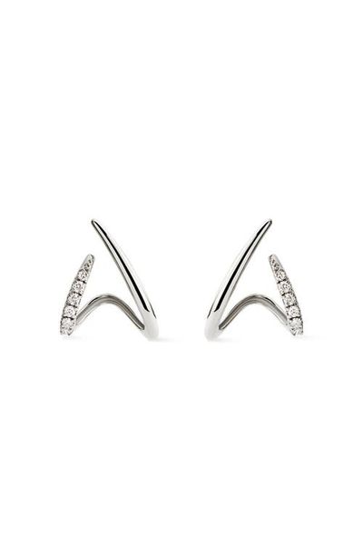Ana Luisa Ana Luisa Solid White Gold - Diamond Aurora Huggie Studs