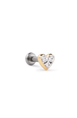 Ana Luisa Ana Luisa Solid Yellow Gold - Diamond Heart Flatback Single Stud 