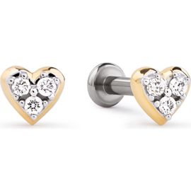 Ana Luisa Ana Luisa Solid Yellow Gold - Diamond Heart Flatback Studs 