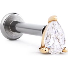 Ana Luisa Ana Luisa Solid Yellow Gold - Diamond Pear Flatback Single Stud 