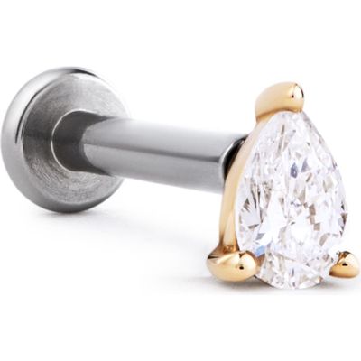 Ana Luisa Ana Luisa Solid Yellow Gold - Diamond Pear Flatback Single Stud 