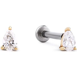 Ana Luisa Ana Luisa Solid Yellow Gold - Diamond Pear Flatback Studs 