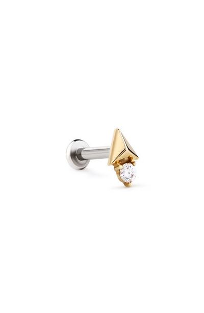 Ana Luisa Ana Luisa Solid Yellow Gold - Diamond Pyramid Flatback Single Stud 