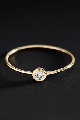 Ana Luisa Fine Solid Yellow Gold Solo Diamond Stacking Ring