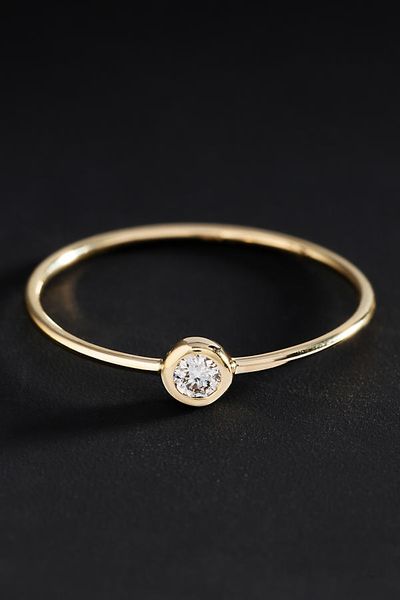Ana Luisa Fine Solid Yellow Gold Solo Diamond Stacking Ring