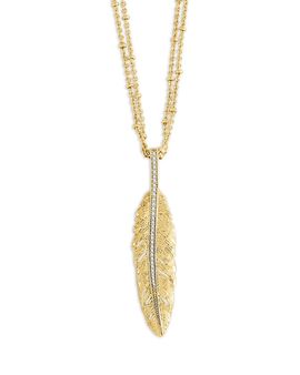 Anabel Aram Anabel Aram Pave Feather Large Pendant Necklace, 17-18