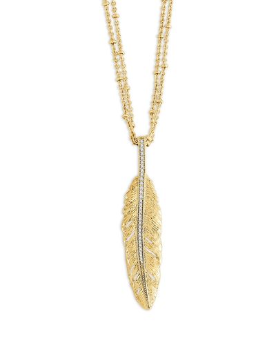 Anabel Aram Anabel Aram Pave Feather Large Pendant Necklace, 17-18