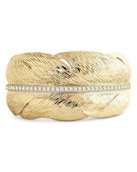 Anabel Aram Anabel Aram Pave Feather Wide Cuff Bracelet