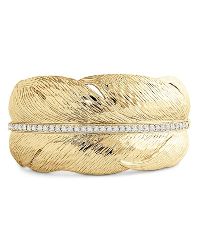 Anabel Aram Anabel Aram Pave Feather Wide Cuff Bracelet