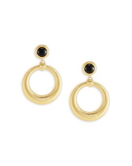 Anabel Aram Anabel Aram Safari Black Onyx Open Drop Earrings