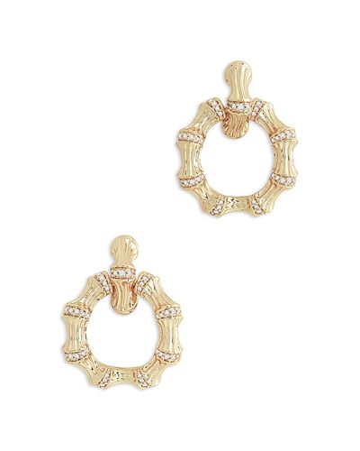Anabel Aram Anabel Aram Sculpted Bamboo Double Hoop Earrings in 18K Gold Plated