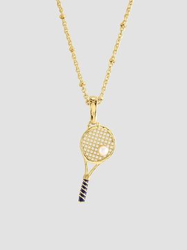 Anabel Aram Women's 18K-Gold-Plated, Pearl & Enamel Tennis Racket Charm