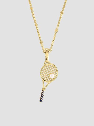 Anabel Aram Women's 18K-Gold-Plated, Pearl & Enamel Tennis Racket Charm