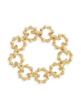 Anabel Aram Women's Bamboo 18K-Gold-Plated & Cubic Zirconia Chain Bracelet/7.7"