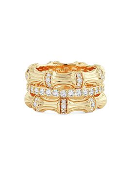 Anabel Aram Women's Bamboo 18K-Gold-Plated & Cubic Zirconia Stacking Ring
