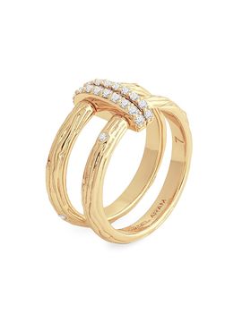 Anabel Aram Women's Enchanted Forest 18K-Gold-Plated & Cubic Zirconia Double Ring