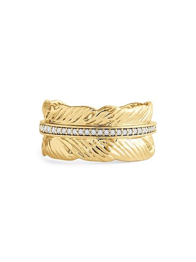 Anabel Aram Women's Feather 18K-Gold-Plated & Crystal Ring