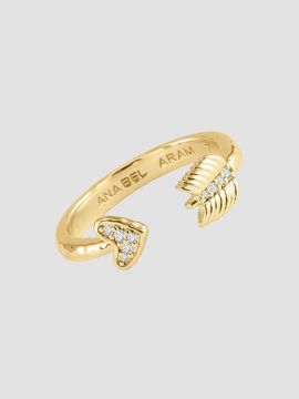 Anabel Aram Women's Heart 18K-Gold-Plated & Cubic Zirconia Arrow Cuff Ring
