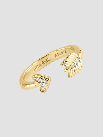 Anabel Aram Women's Heart 18K-Gold-Plated & Cubic Zirconia Arrow Cuff Ring