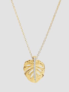 Anabel Aram Women's Monstera Palm 18K-Gold-Plated & Cubic Zirconia Pendant