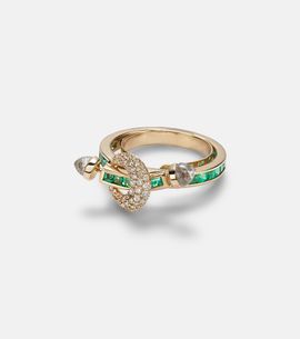 Ananya Ananya Chakra 18kt gold ring with emeralds and gemstones