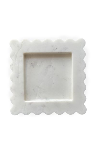 Anastasio Home Anastasio Home Box Scalloped Marble Square Tray White