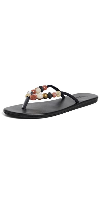 Ancient Greek Sandals Ancient Greek Sandals Saionara Bead Flip Flops Black