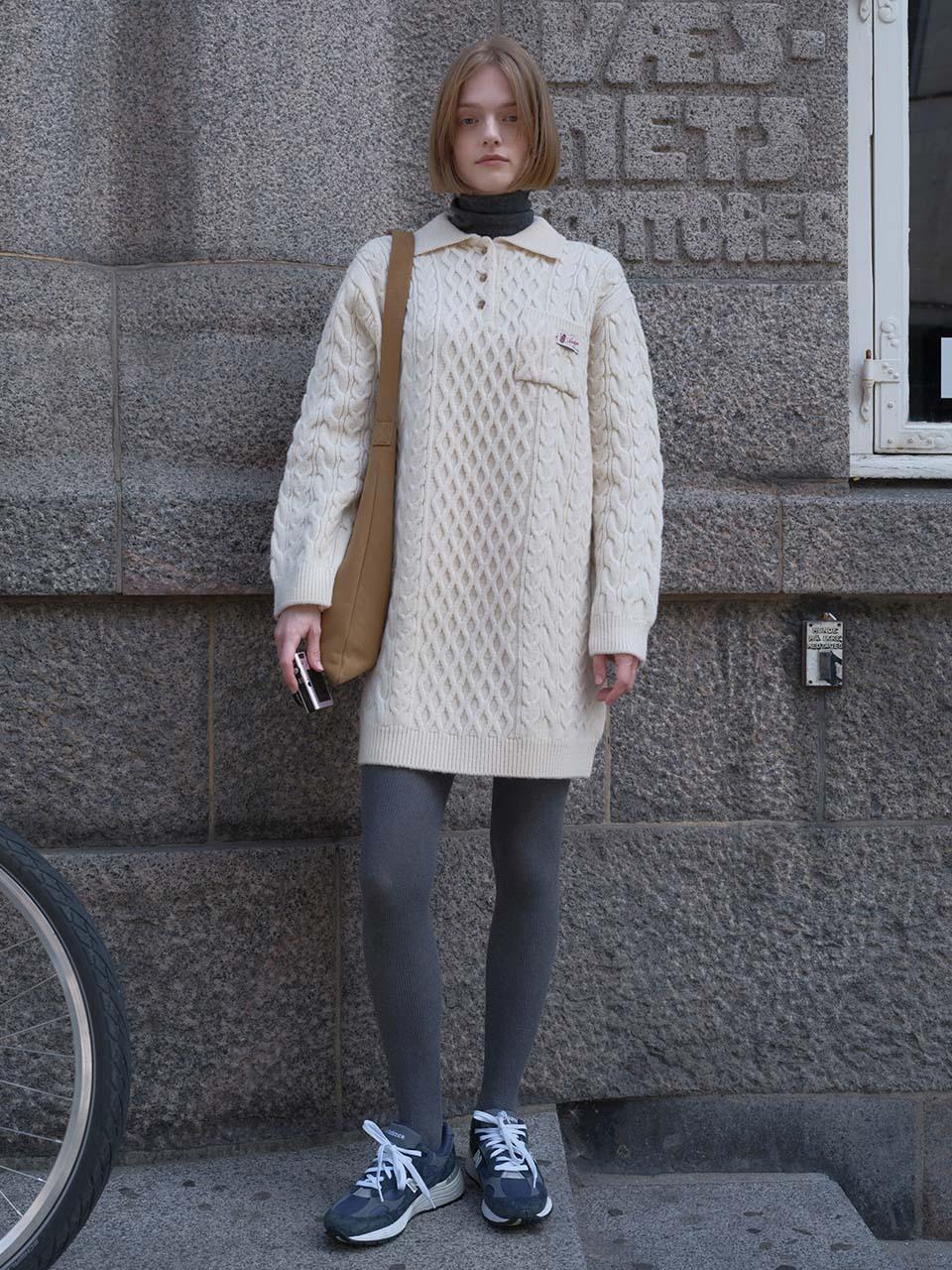 AND YOU Aarhus Cable Wool Knit Dress
