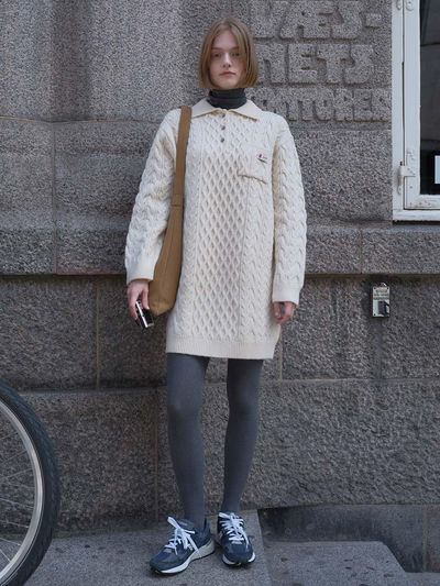 AND YOU Aarhus Cable Wool Knit Dress