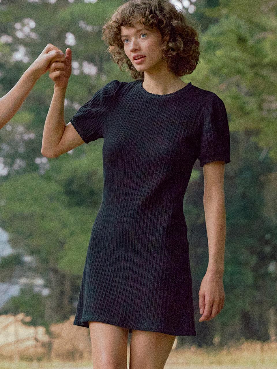 AND YOU Ayer Ribbed A Line Mini Dress