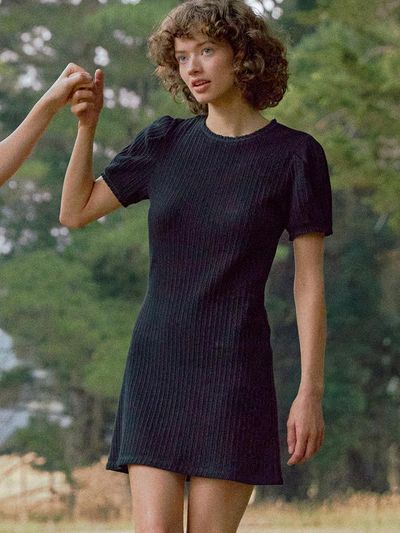 AND YOU Ayer Ribbed A Line Mini Dress