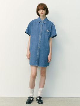 AND YOU Dandenong Denim Shirt Dress_Mid Blue
