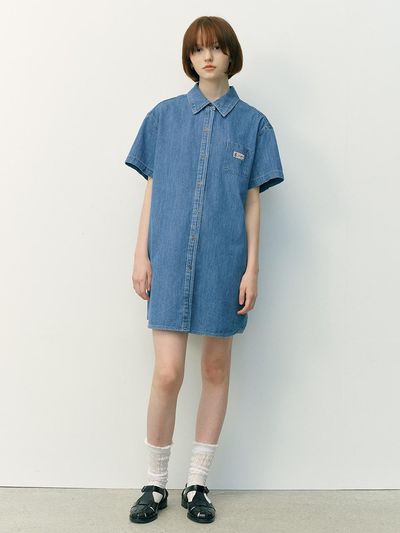 AND YOU Dandenong Denim Shirt Dress_Mid Blue