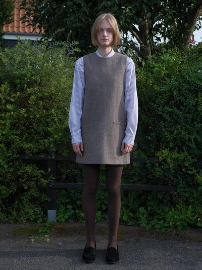 AND YOU Farum H-line Mini Dress (Brown)