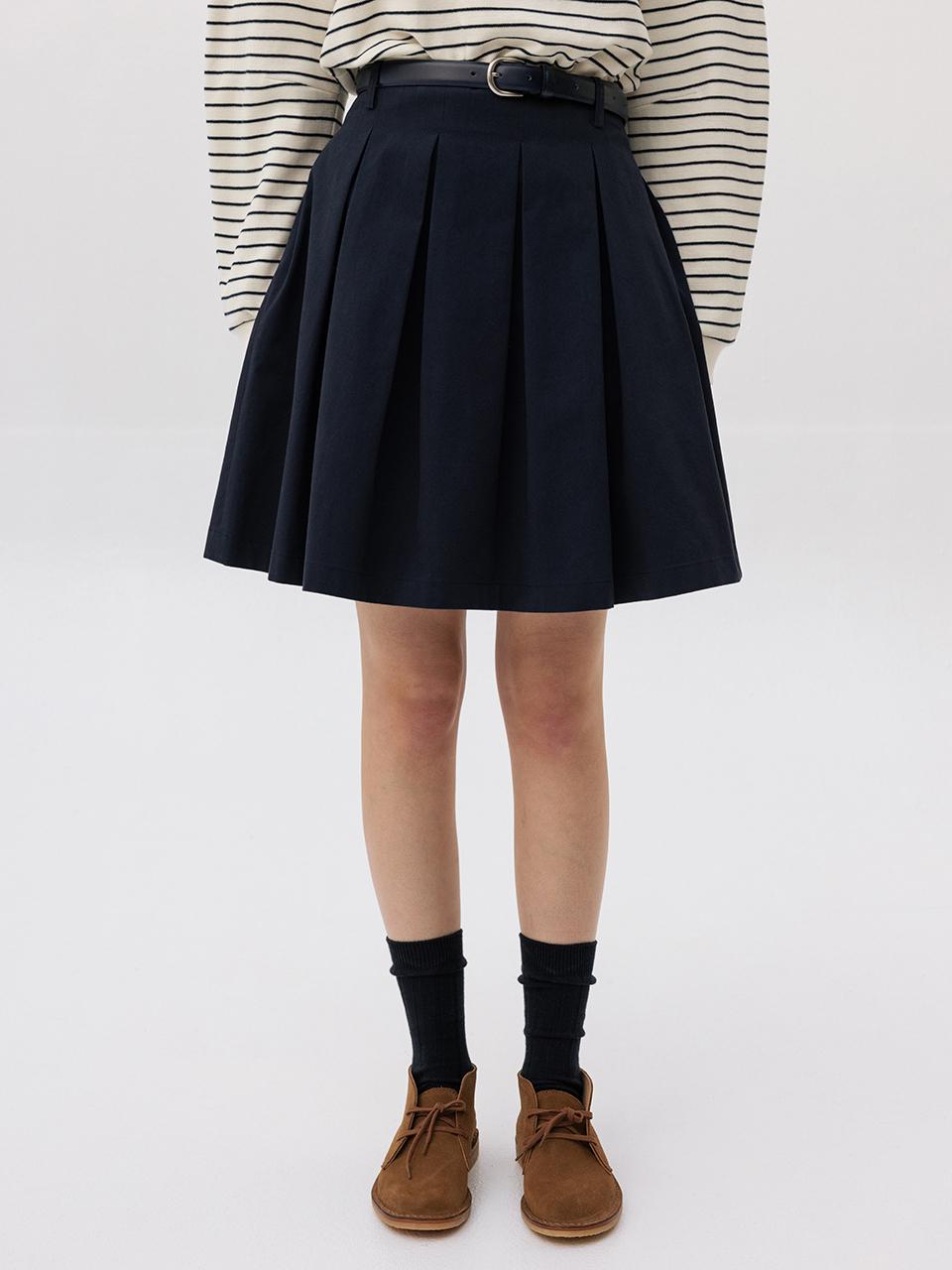 AND YOU Friuli Stitch Tucked Skirt(Beige/Black/Navy)