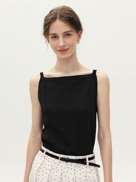 AND YOU IONA Paper Sleeveless Knit Tank (Black/Blue)