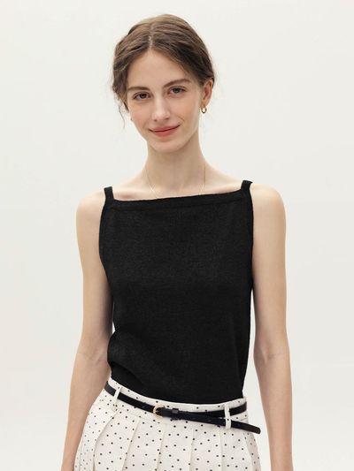 AND YOU IONA Paper Sleeveless Knit Tank (Black/Blue)