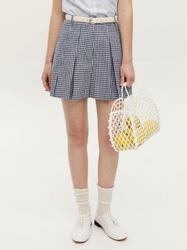 AND YOU MIAKA Pleated Culottes [Navy check]