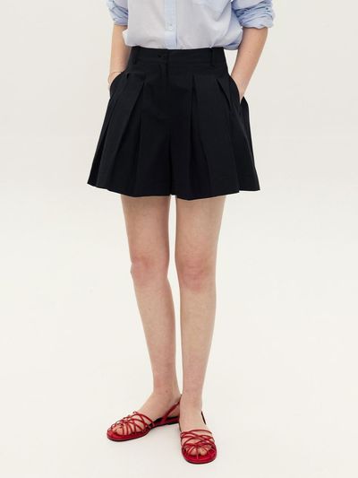 AND YOU MIAKA Pleated Culottes Pants [Black/Ivory]