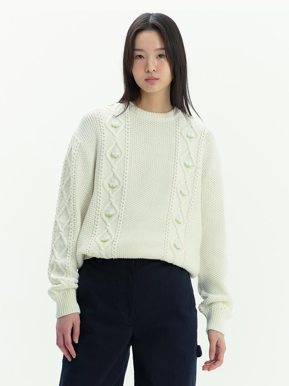 AND YOU Monbulk Fisherman Flower Knit