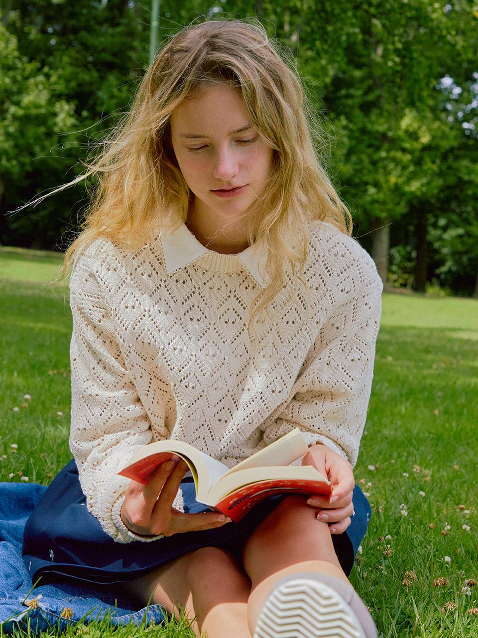 AND YOU Mornington Round Neck Crochet Knit_2 Colors