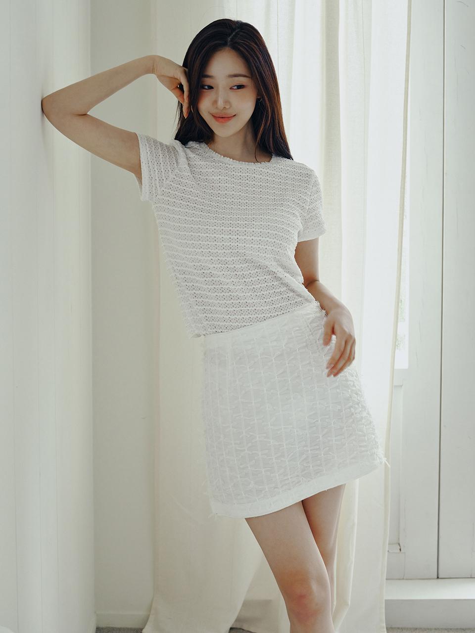 AND YOU Newport Ribbon Detail Mini Skirt [Ivory]