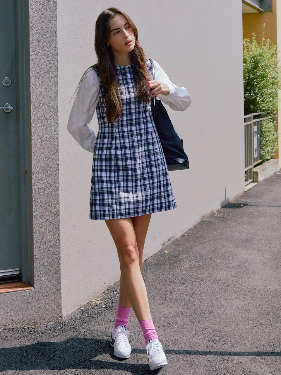AND YOU Portsea Oxford Block Volume Sleeve Dress_2 Colors