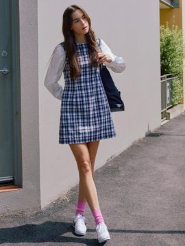 AND YOU Portsea Oxford Block Volume Sleeve Dress_2 Colors