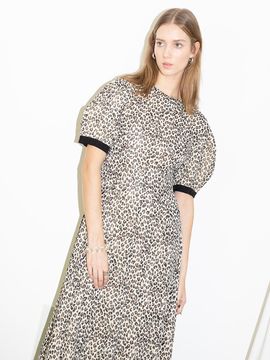AND YOU Positano Volume Sleeve Dress [Leopard brown]