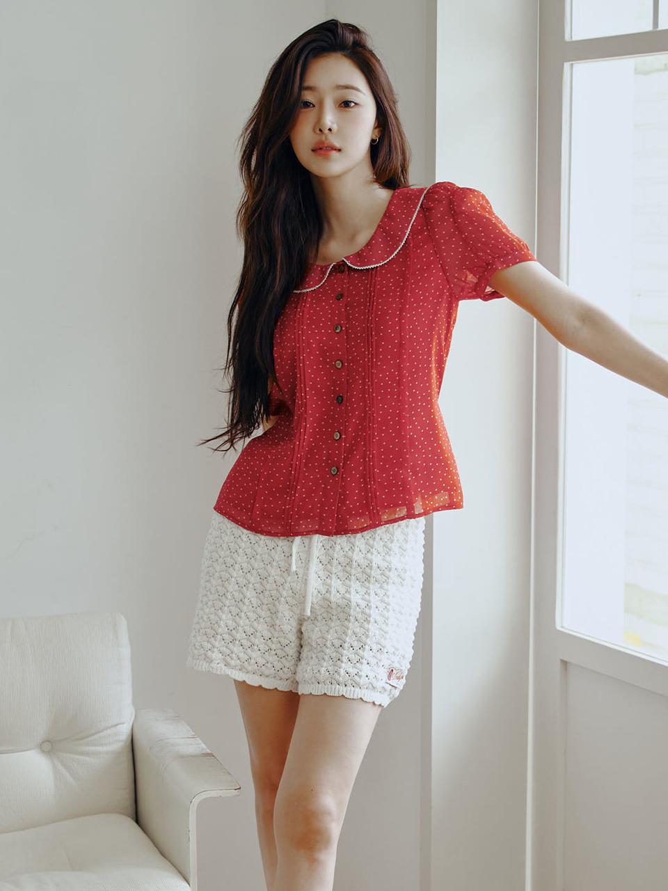 AND YOU Robinson Crochet Knit Shorts [Ivory/Navy]