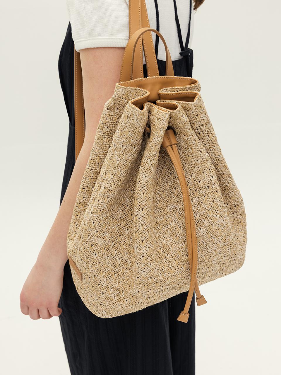 AND YOU South Beach Rattan Backpack [Beige]