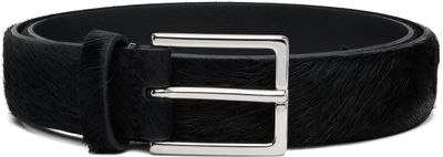 Anderson's Anderson's Black Narrow Pony Leather Buckle Belt